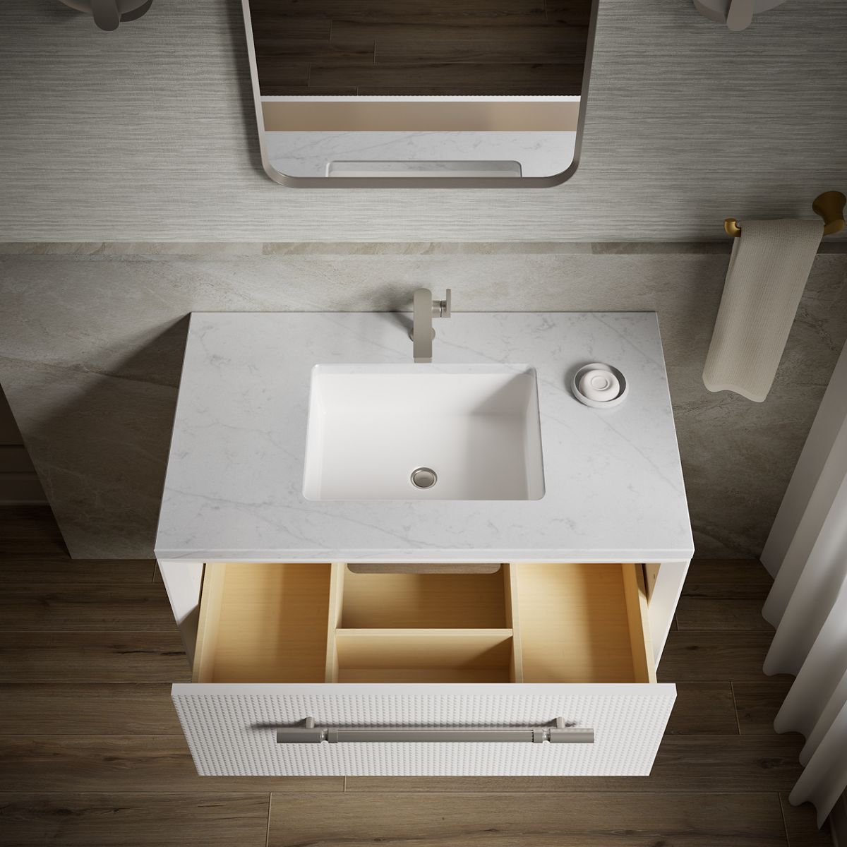 KOHLER K-CM33562-BD1 Enivo 36" wall-hung bathroom vanity cabinet with sink and quartz top