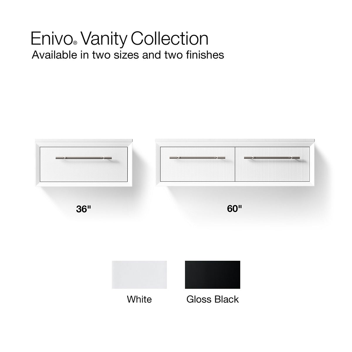 KOHLER K-CM33563-BD1 Enivo 60" wall-hung bathroom vanity cabinet with sinks and quartz top