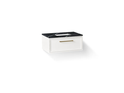 KOHLER K-CM33566-BD22 Lodern 36" Wall-hung Bathroom Vanity Cabinet with Sink and Quartz Top, Linen White - 3/4 view of produc