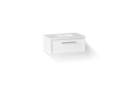 KOHLER K-CM33566-BD22 Lodern 36" Wall-hung Bathroom Vanity Cabinet with Sink and Quartz Top, Linen White - 3/4 view of produc
