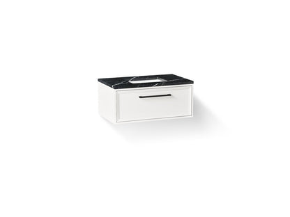 KOHLER K-CM33566-BD22 Lodern 36" Wall-hung Bathroom Vanity Cabinet with Sink and Quartz Top, Linen White - 3/4 view of produc