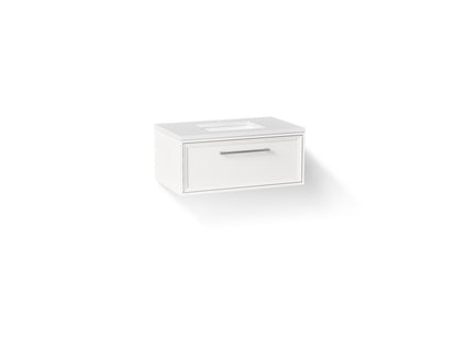 KOHLER K-CM33566-BD22 Lodern 36" Wall-hung Bathroom Vanity Cabinet with Sink and Quartz Top, Linen White - 3/4 view of produc