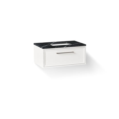 KOHLER K-CM33566-BD22 Lodern 36" Wall-hung Bathroom Vanity Cabinet with Sink and Quartz Top, Linen White - 3/4 view of produc