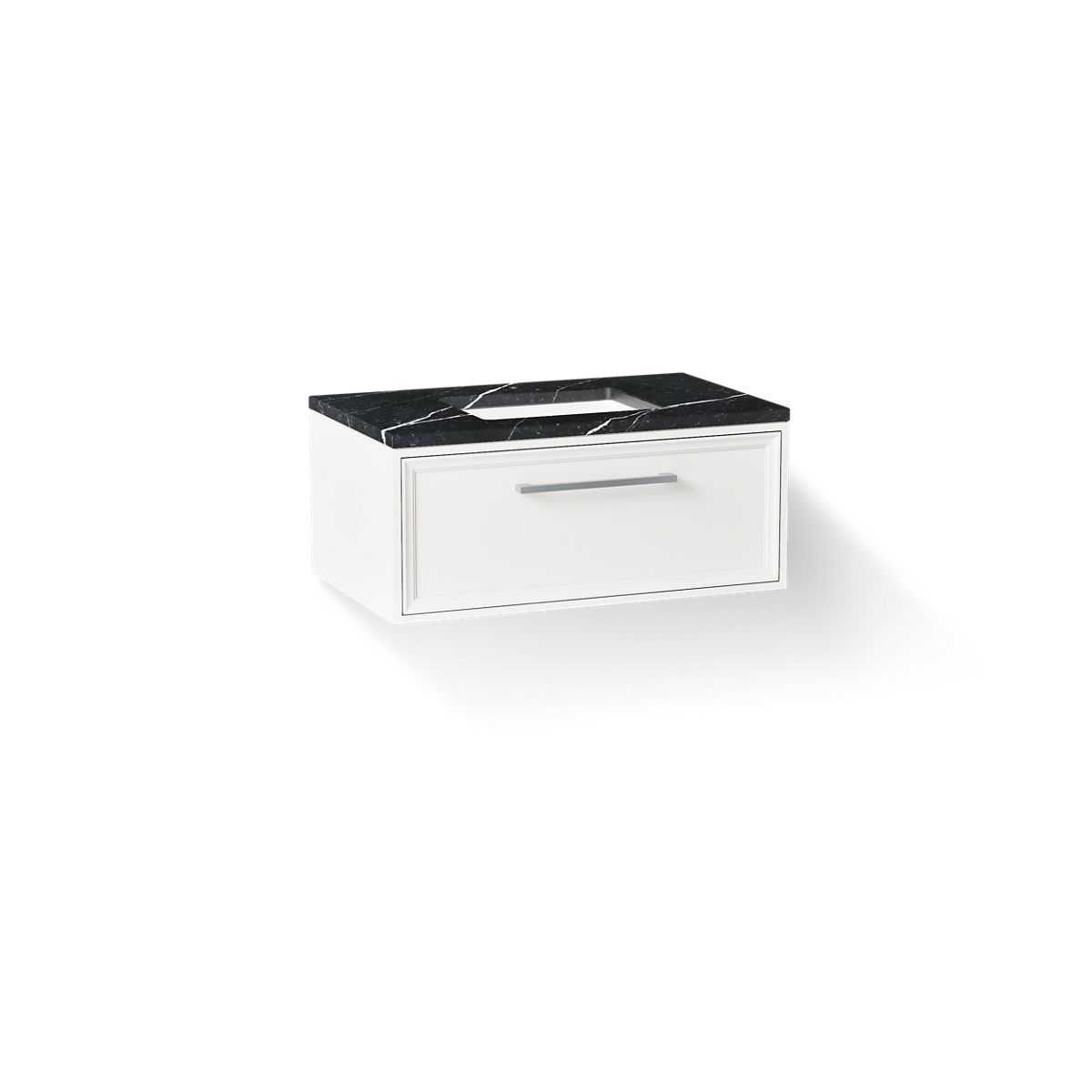 KOHLER K-CM33566-BD22 Lodern 36" Wall-hung Bathroom Vanity Cabinet with Sink and Quartz Top, Linen White - 3/4 view of produc