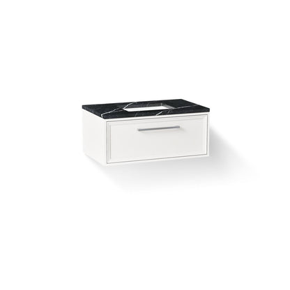 KOHLER K-CM33566-BD22 Lodern 36" Wall-hung Bathroom Vanity Cabinet with Sink and Quartz Top, Linen White - 3/4 view of produc