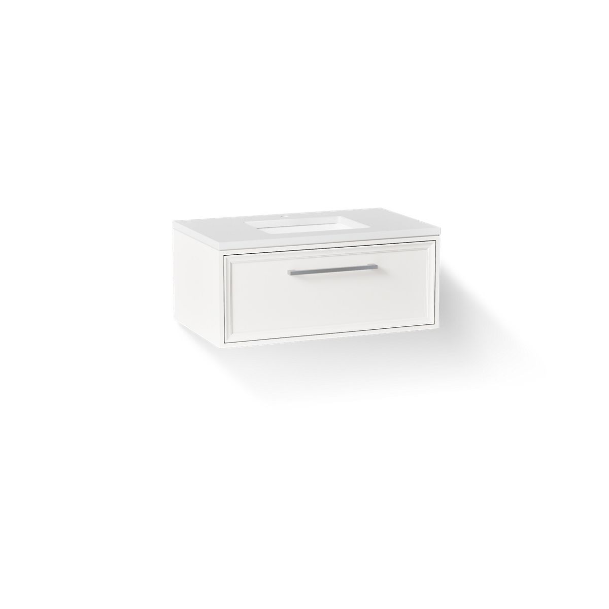 KOHLER K-CM33566-BD22 Lodern 36" Wall-hung Bathroom Vanity Cabinet with Sink and Quartz Top, Linen White - 3/4 view of produc