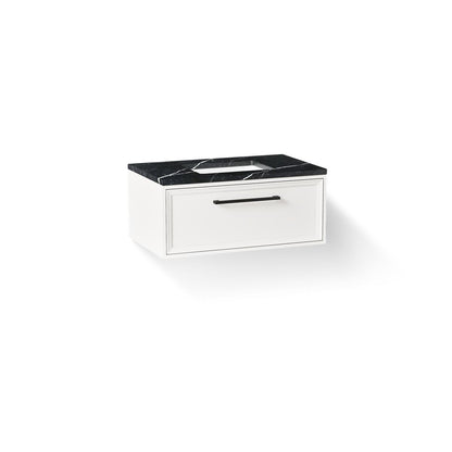 KOHLER K-CM33566-BD22 Lodern 36" Wall-hung Bathroom Vanity Cabinet with Sink and Quartz Top, Linen White - 3/4 view of produc