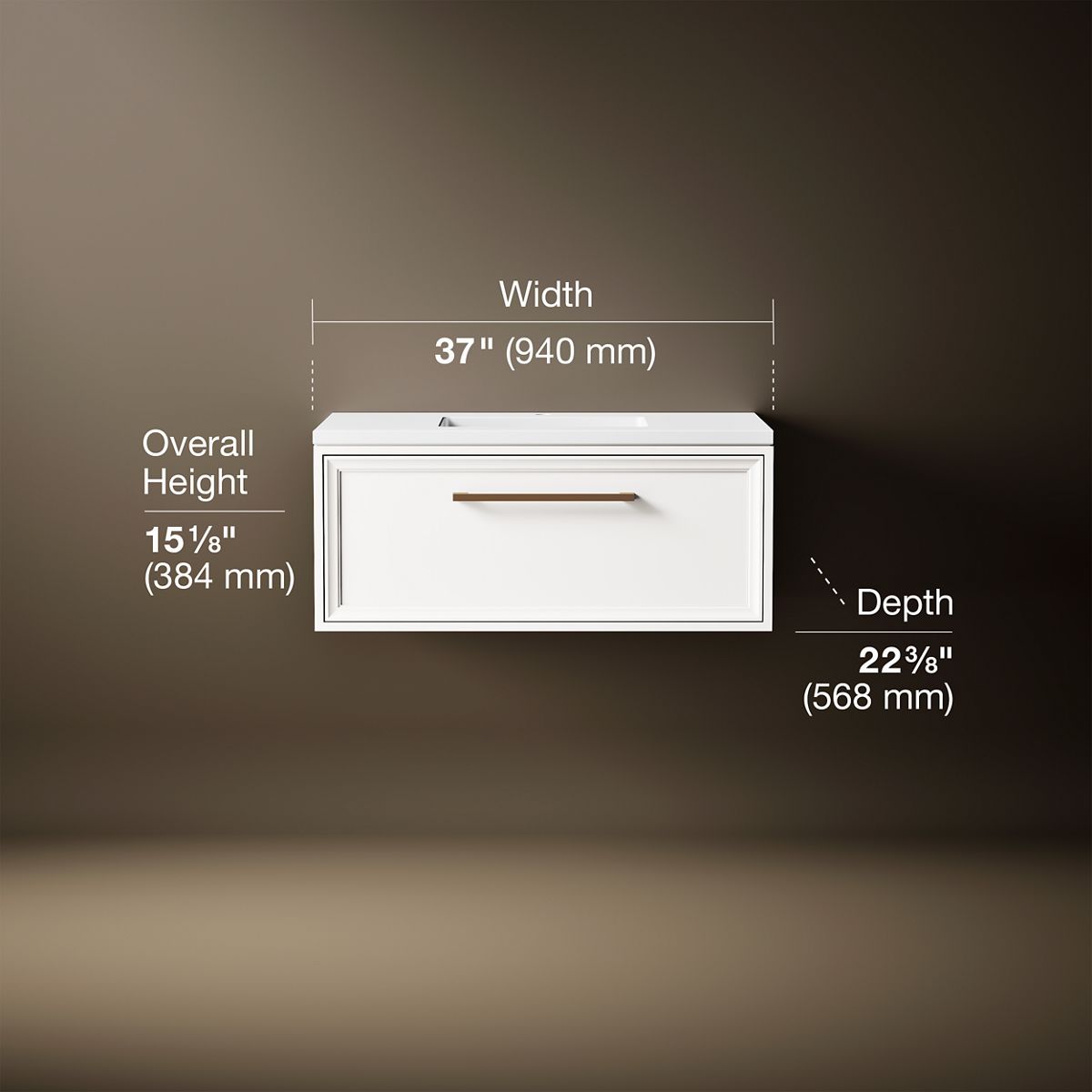 3/4 view of product with dimensions