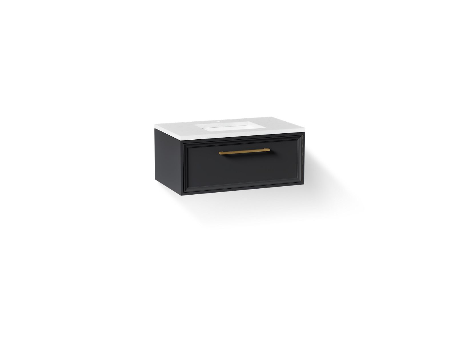 KOHLER K-CM33566-BD22 Lodern 36" Wall-hung Bathroom Vanity Cabinet with Sink and Quartz Top, Slate Grey - 3/4 view of product