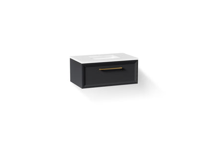 KOHLER K-CM33566-BD22 Lodern 36" Wall-hung Bathroom Vanity Cabinet with Sink and Quartz Top, Slate Grey - 3/4 view of product