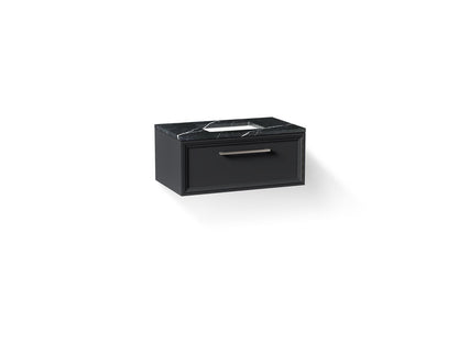 KOHLER K-CM33566-BD22 Lodern 36" Wall-hung Bathroom Vanity Cabinet with Sink and Quartz Top, Slate Grey - 3/4 view of product