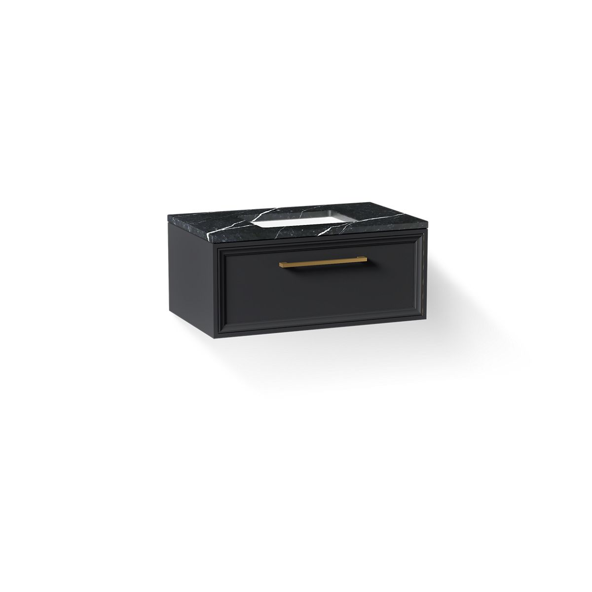 KOHLER K-CM33566-BD22 Lodern 36" Wall-hung Bathroom Vanity Cabinet with Sink and Quartz Top, Slate Grey - 3/4 view of product