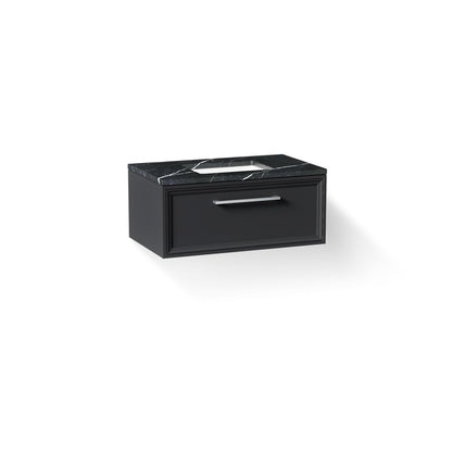 KOHLER K-CM33566-BD22 Lodern 36" Wall-hung Bathroom Vanity Cabinet with Sink and Quartz Top, Slate Grey - 3/4 view of product