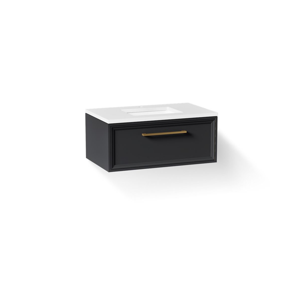 KOHLER K-CM33566-BD22 Lodern 36" Wall-hung Bathroom Vanity Cabinet with Sink and Quartz Top, Slate Grey - 3/4 view of product