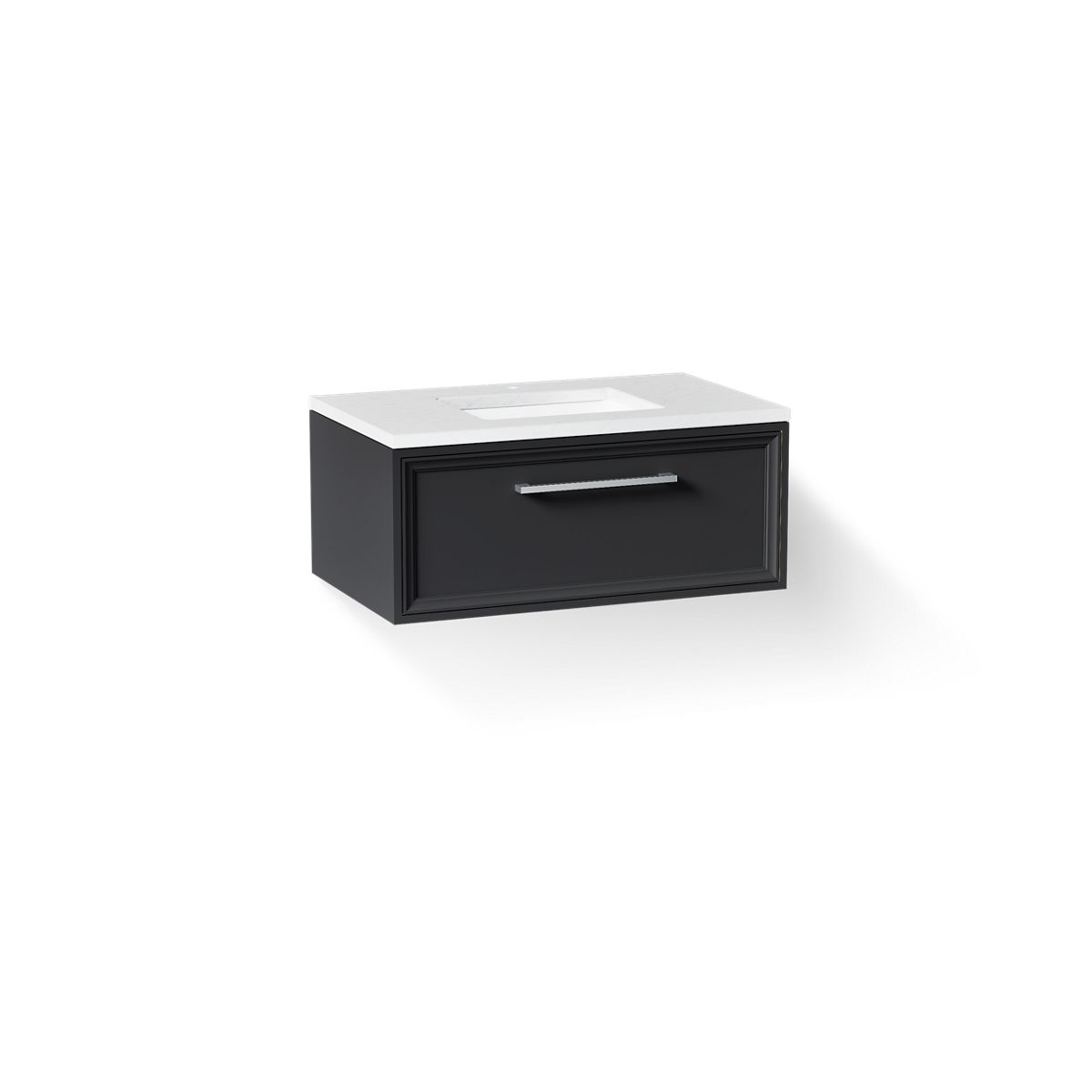 KOHLER K-CM33566-BD22 Lodern 36" Wall-hung Bathroom Vanity Cabinet with Sink and Quartz Top, Slate Grey - 3/4 view of product