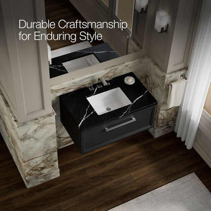 KOHLER K-CM33566-BD22 Lodern 36" Wall-hung Bathroom Vanity Cabinet with Sink and Quartz Top, Slate Grey - image focused on si