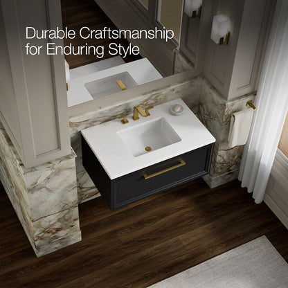 KOHLER K-CM33566-BD22 Lodern 36" Wall-hung Bathroom Vanity Cabinet with Sink and Quartz Top, Slate Grey - image focused on si