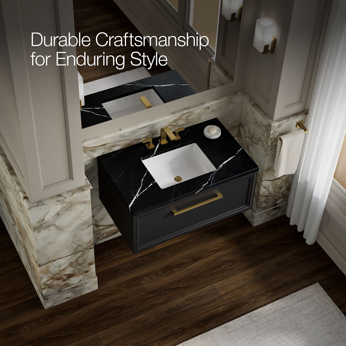 KOHLER K-CM33566-BD22 Lodern 36" Wall-hung Bathroom Vanity Cabinet with Sink and Quartz Top, Slate Grey - image focused on si