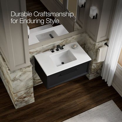 KOHLER K-CM33566-BD22 Lodern 36" Wall-hung Bathroom Vanity Cabinet with Sink and Quartz Top, Slate Grey - image focused on si