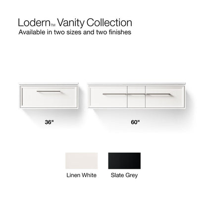 KOHLER K-CM33566-BD1 Lodern 36" wall-hung bathroom vanity cabinet with sink and quartz top