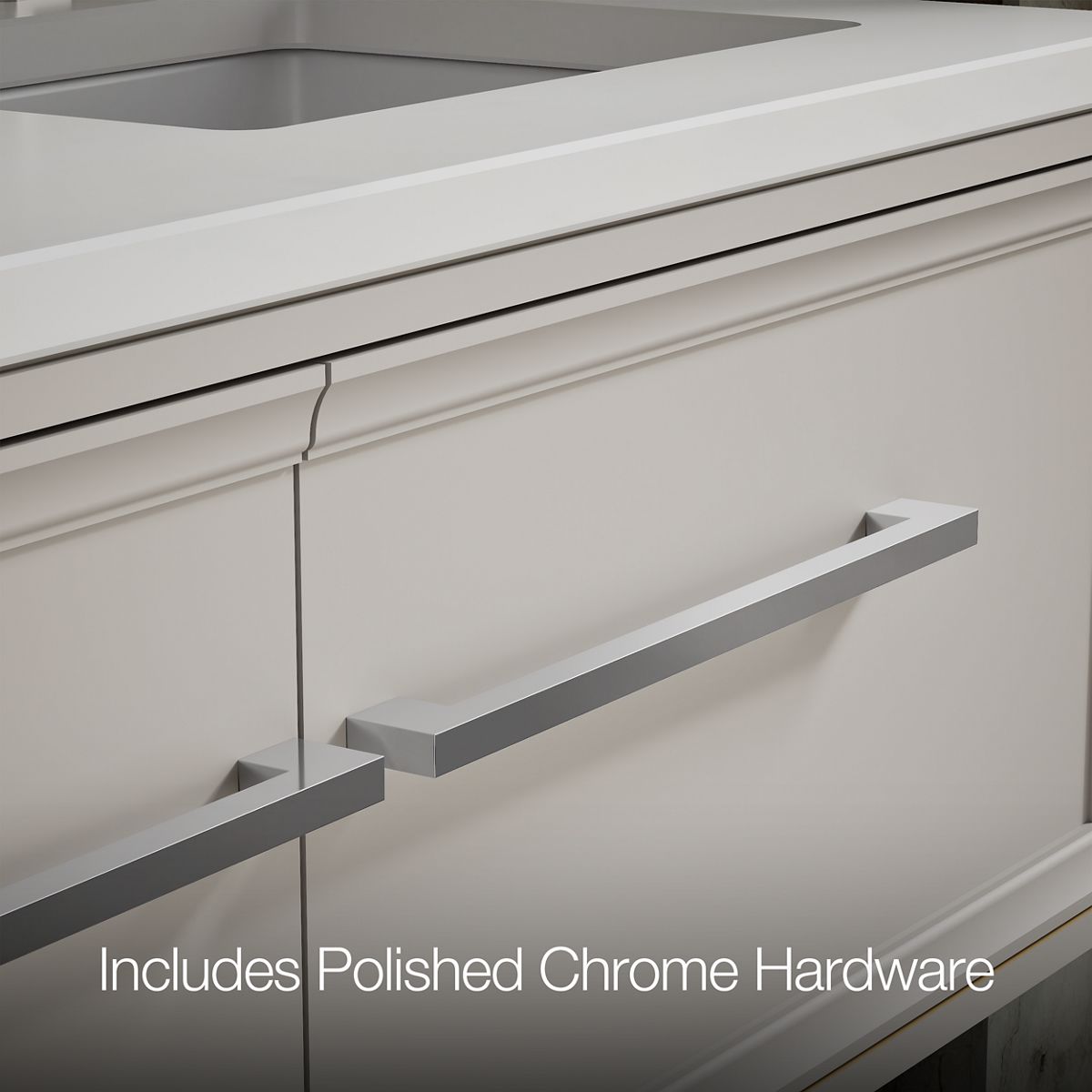 KOHLER K-CM33567-BD23 Lodern 60" Wall-hung Bathroom Vanity Cabinet with Sinks and Quartz Top, Linen White - Detail image of a