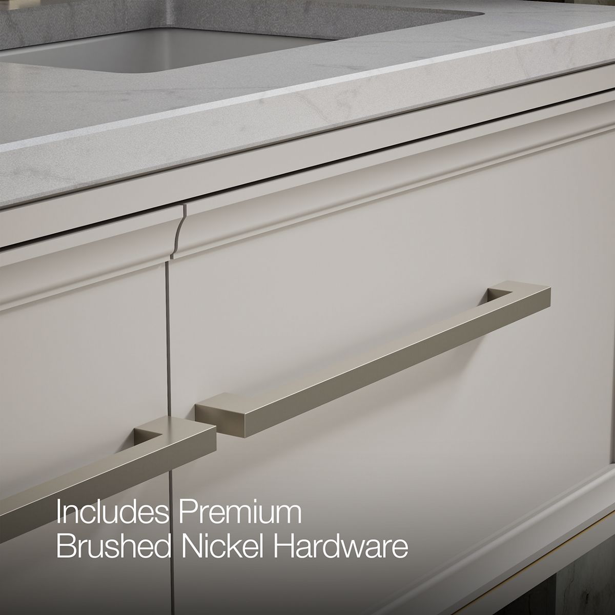 KOHLER K-CM33567-BD23 Lodern 60" Wall-hung Bathroom Vanity Cabinet with Sinks and Quartz Top, Linen White - Detail image of a