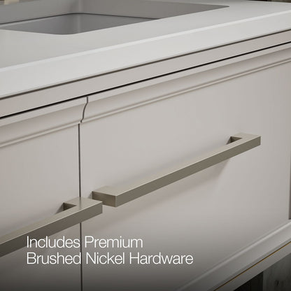 KOHLER K-CM33567-BD23 Lodern 60" Wall-hung Bathroom Vanity Cabinet with Sinks and Quartz Top, Linen White - Detail image of a
