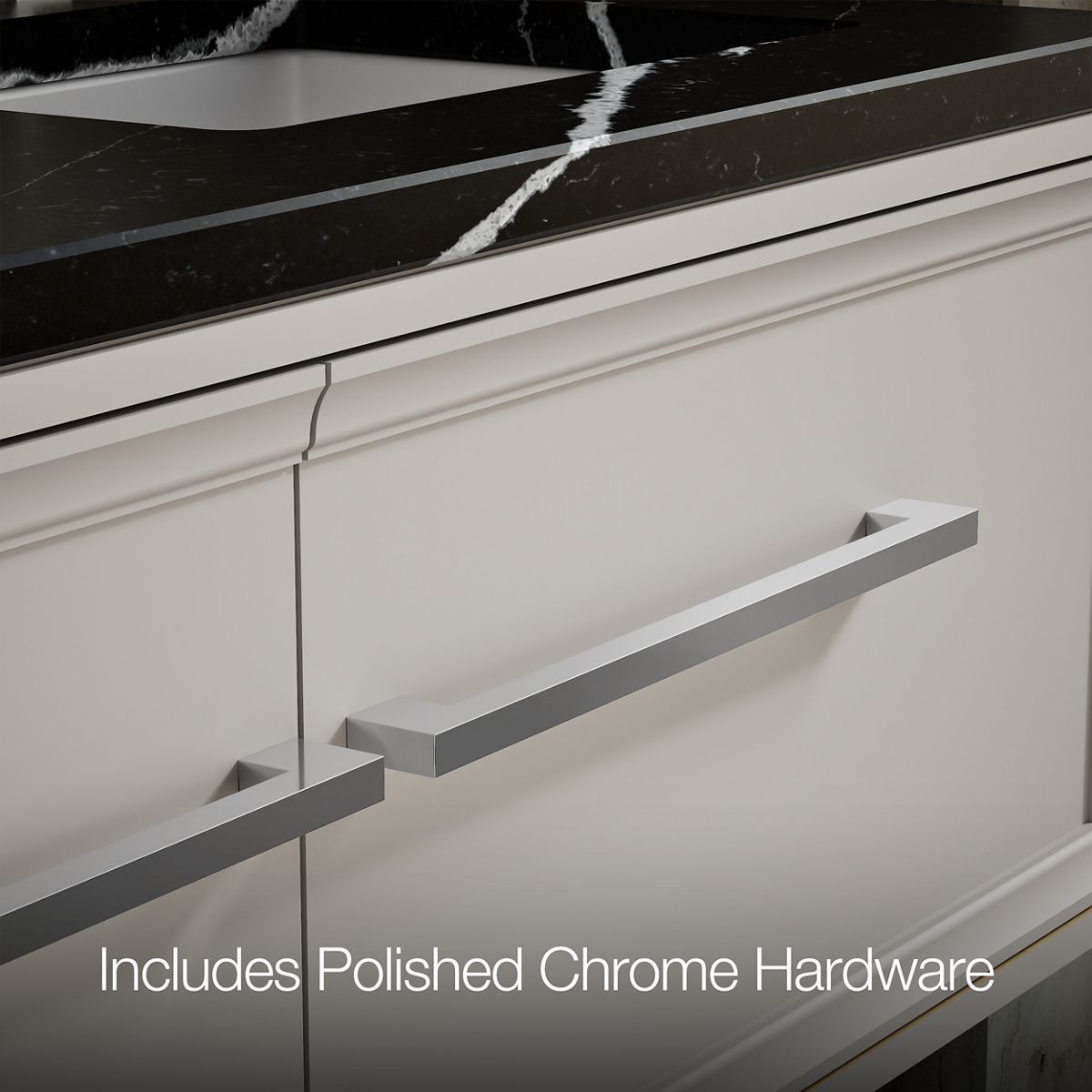 KOHLER K-CM33567-BD23 Lodern 60" Wall-hung Bathroom Vanity Cabinet with Sinks and Quartz Top, Linen White - Detail image of a