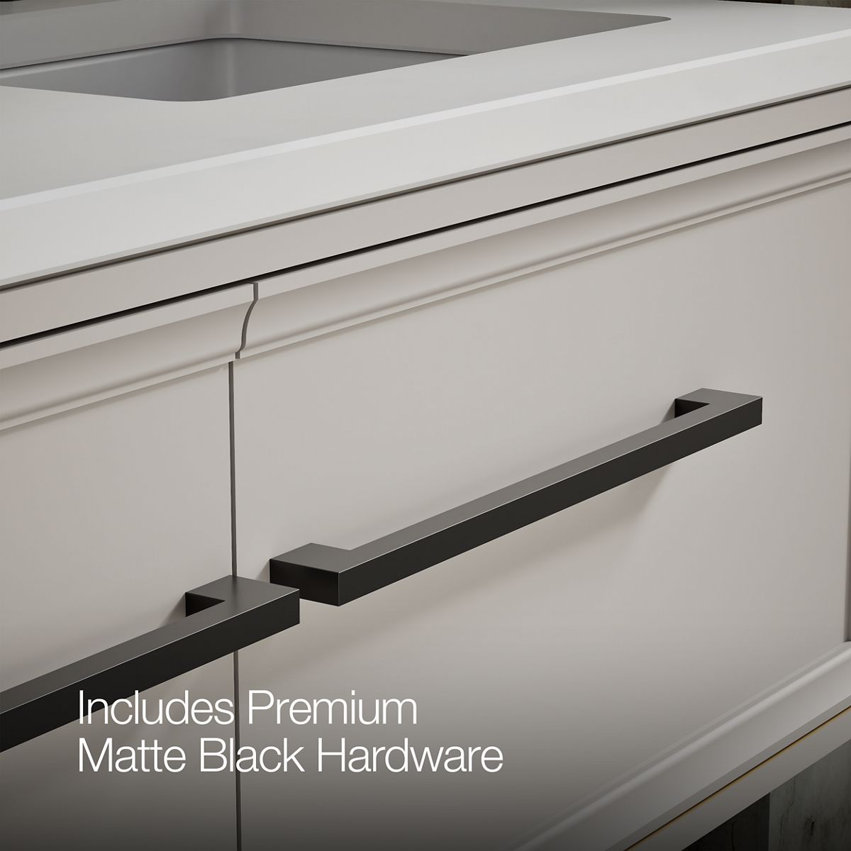 KOHLER K-CM33567-BD23 Lodern 60" Wall-hung Bathroom Vanity Cabinet with Sinks and Quartz Top, Linen White - Detail image of a