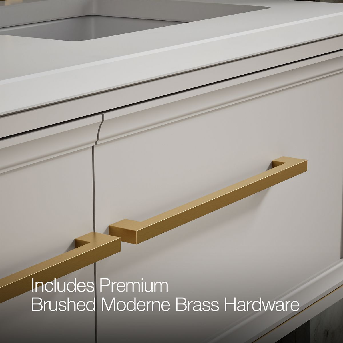 KOHLER K-CM33567-BD23 Lodern 60" Wall-hung Bathroom Vanity Cabinet with Sinks and Quartz Top, Linen White - Detail image of a