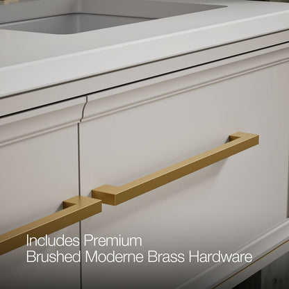 KOHLER K-CM33567-BD23 Lodern 60" Wall-hung Bathroom Vanity Cabinet with Sinks and Quartz Top, Linen White - Detail image of a