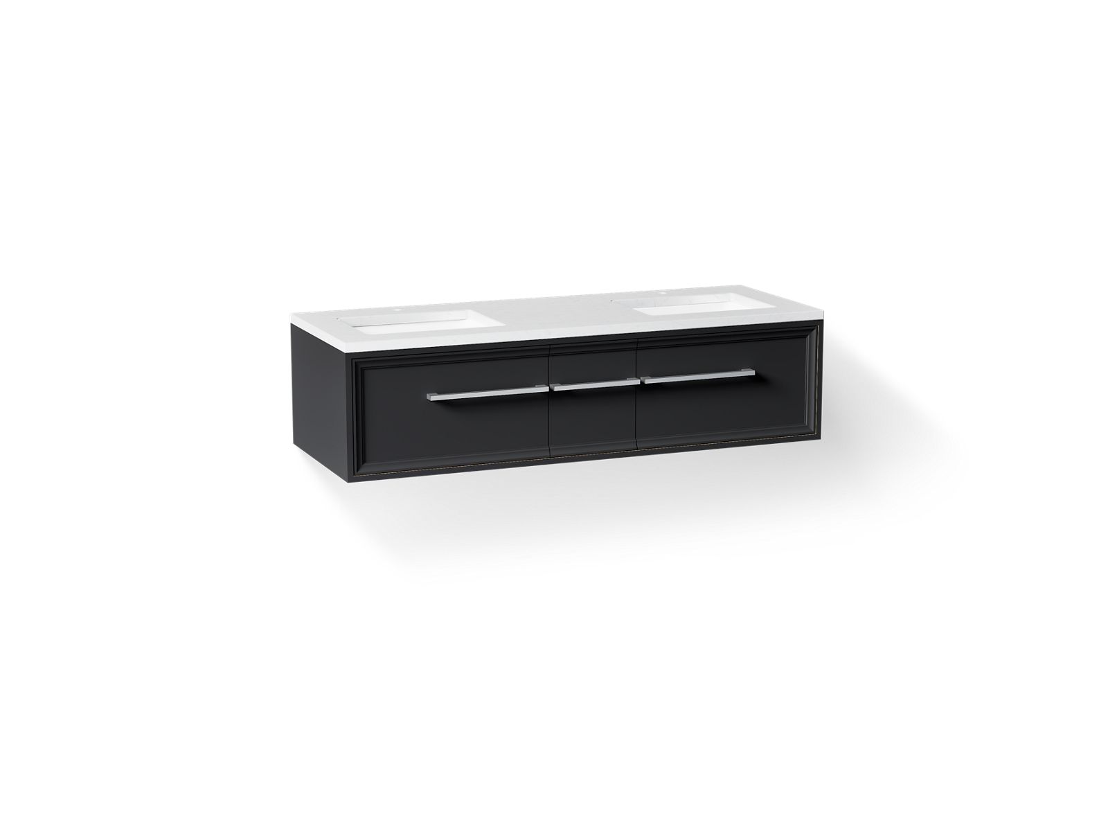 KOHLER K-CM33567-BD23 Lodern 60" Wall-hung Bathroom Vanity Cabinet with Sinks and Quartz Top, Slate Grey - 3/4 view of produc