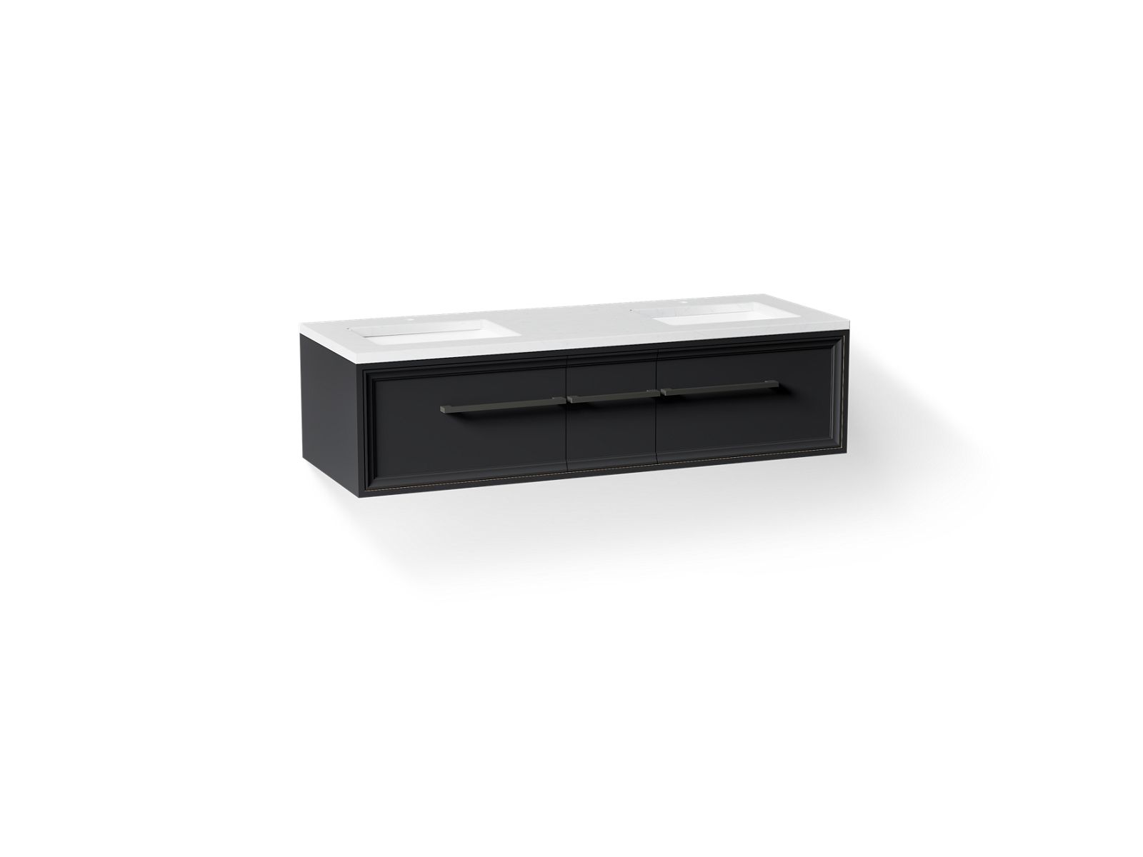 KOHLER K-CM33567-BD23 Lodern 60" Wall-hung Bathroom Vanity Cabinet with Sinks and Quartz Top, Slate Grey - 3/4 view of produc