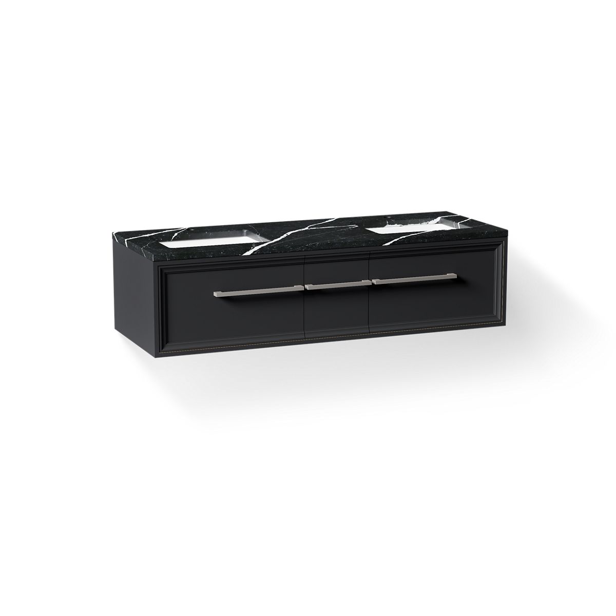 KOHLER K-CM33567-BD23 Lodern 60" Wall-hung Bathroom Vanity Cabinet with Sinks and Quartz Top, Slate Grey - 3/4 view of produc