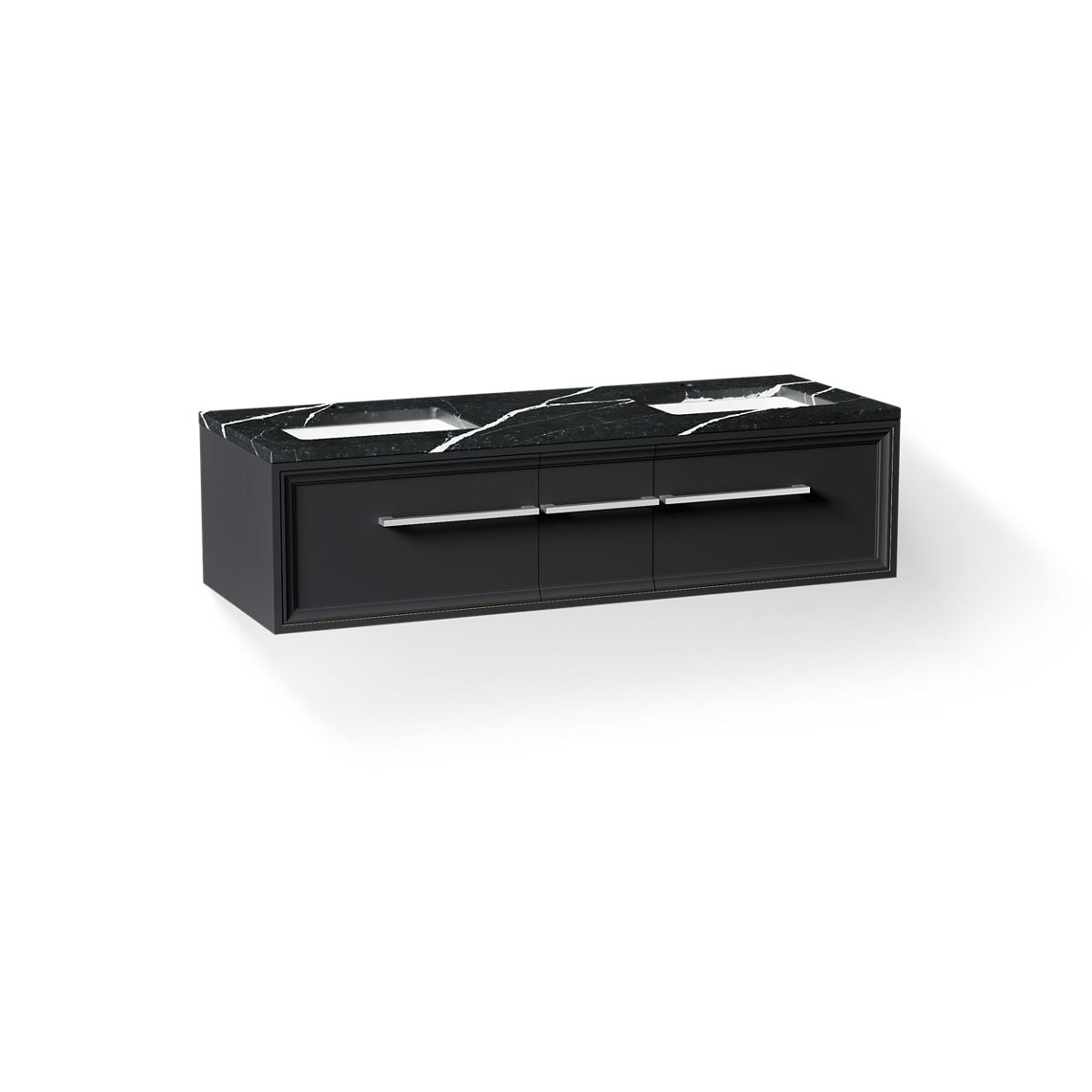 KOHLER K-CM33567-BD23 Lodern 60" Wall-hung Bathroom Vanity Cabinet with Sinks and Quartz Top, Slate Grey - 3/4 view of produc