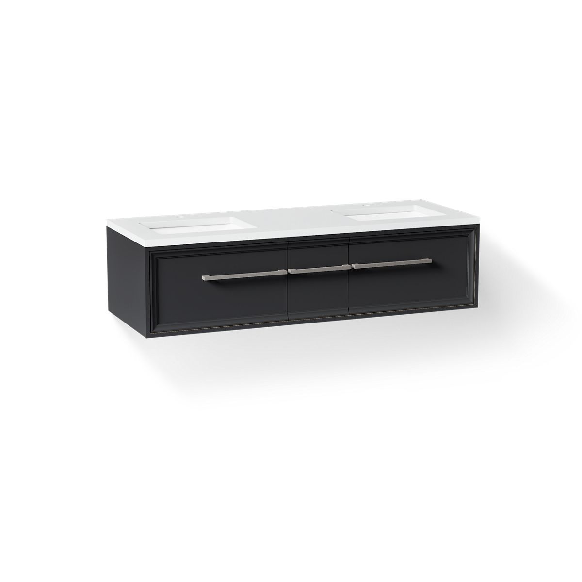 KOHLER K-CM33567-BD23 Lodern 60" Wall-hung Bathroom Vanity Cabinet with Sinks and Quartz Top, Slate Grey - 3/4 view of produc