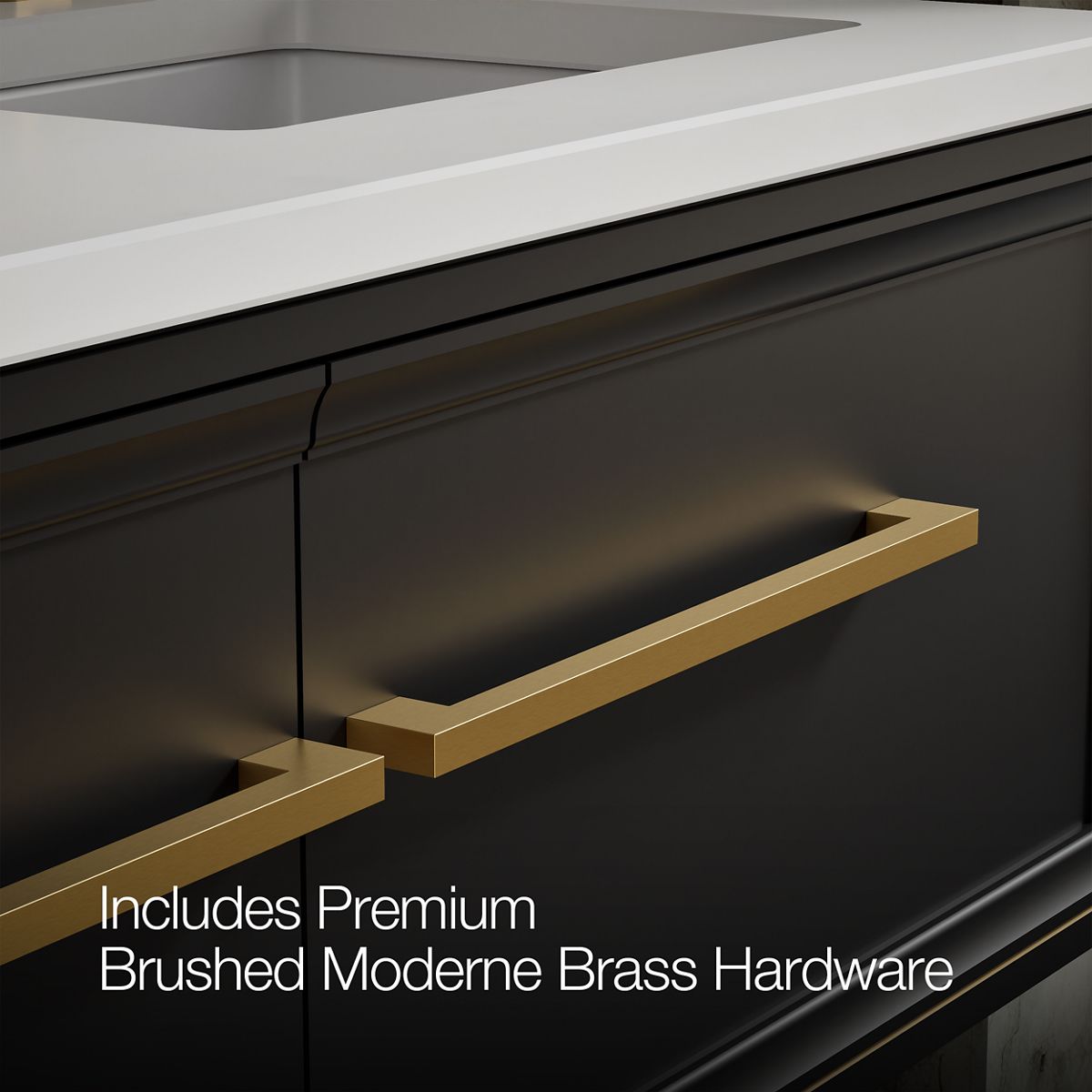 KOHLER K-CM33567-BD23 Lodern 60" Wall-hung Bathroom Vanity Cabinet with Sinks and Quartz Top, Slate Grey - Detail image of a 