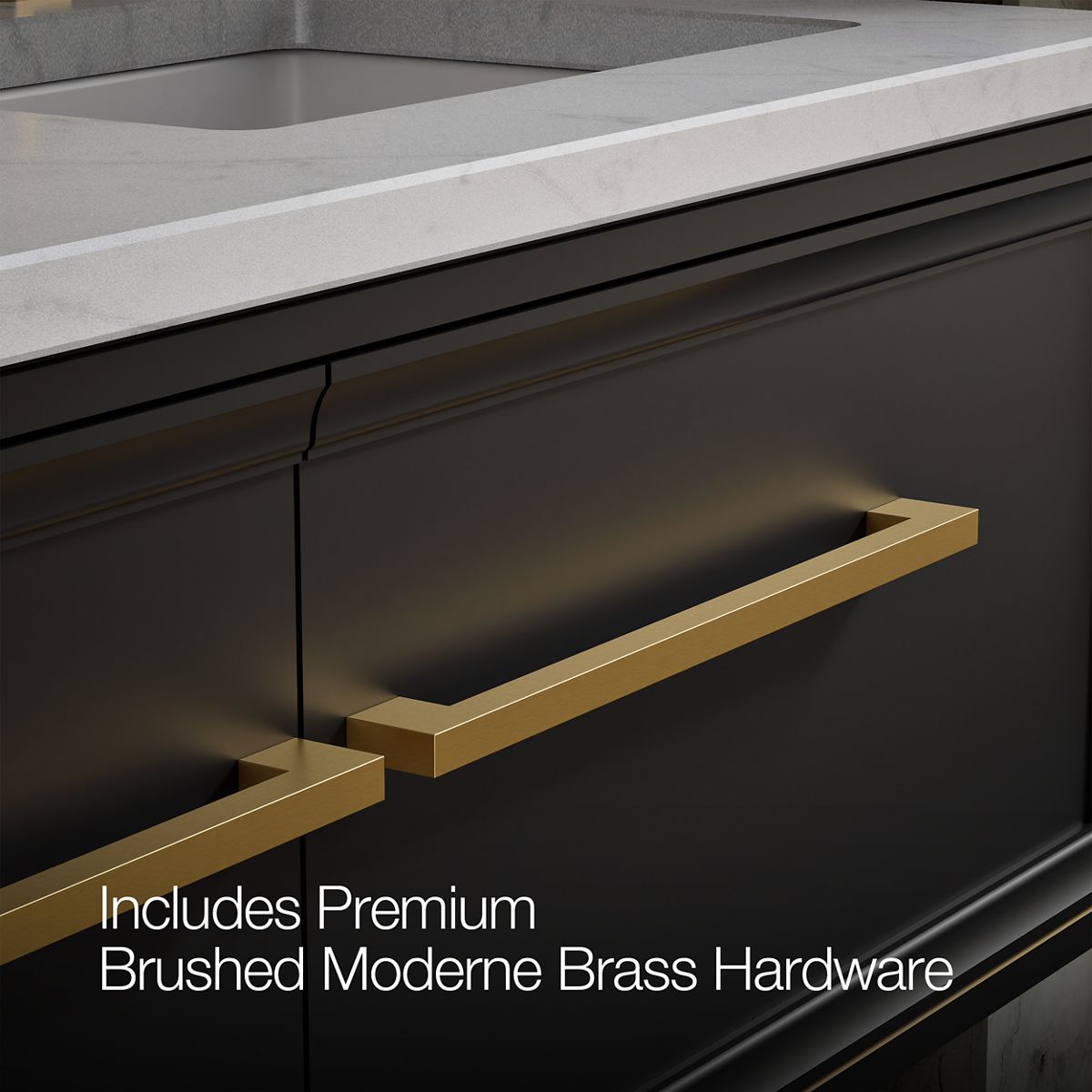 KOHLER K-CM33567-BD23 Lodern 60" Wall-hung Bathroom Vanity Cabinet with Sinks and Quartz Top, Slate Grey - Detail image of a 