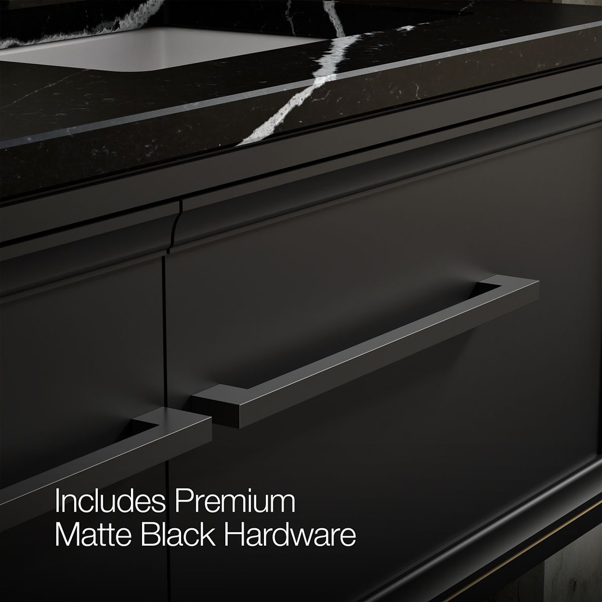 KOHLER K-CM33567-BD23 Lodern 60" Wall-hung Bathroom Vanity Cabinet with Sinks and Quartz Top, Slate Grey - Detail image of a 