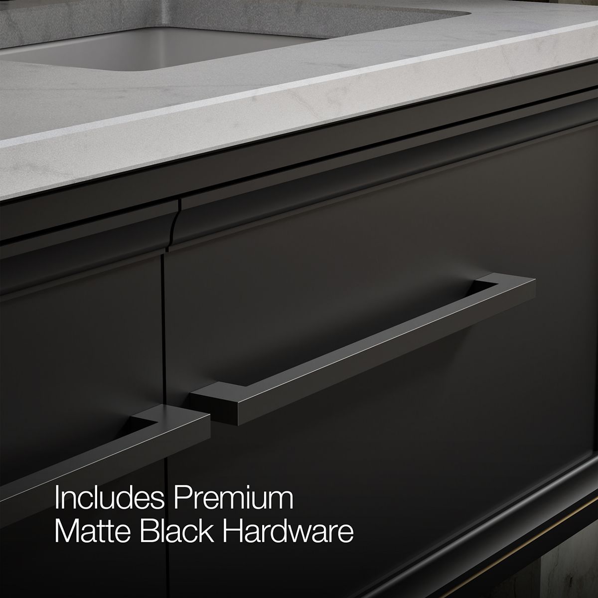 KOHLER K-CM33567-BD23 Lodern 60" Wall-hung Bathroom Vanity Cabinet with Sinks and Quartz Top, Slate Grey - Detail image of a 