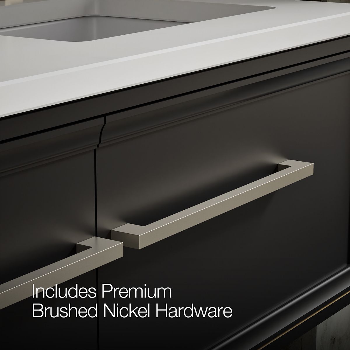 KOHLER K-CM33567-BD23 Lodern 60" Wall-hung Bathroom Vanity Cabinet with Sinks and Quartz Top, Slate Grey - Detail image of a 