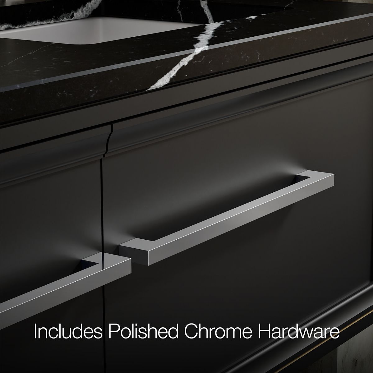 KOHLER K-CM33567-BD23 Lodern 60" Wall-hung Bathroom Vanity Cabinet with Sinks and Quartz Top, Slate Grey - Detail image of a 