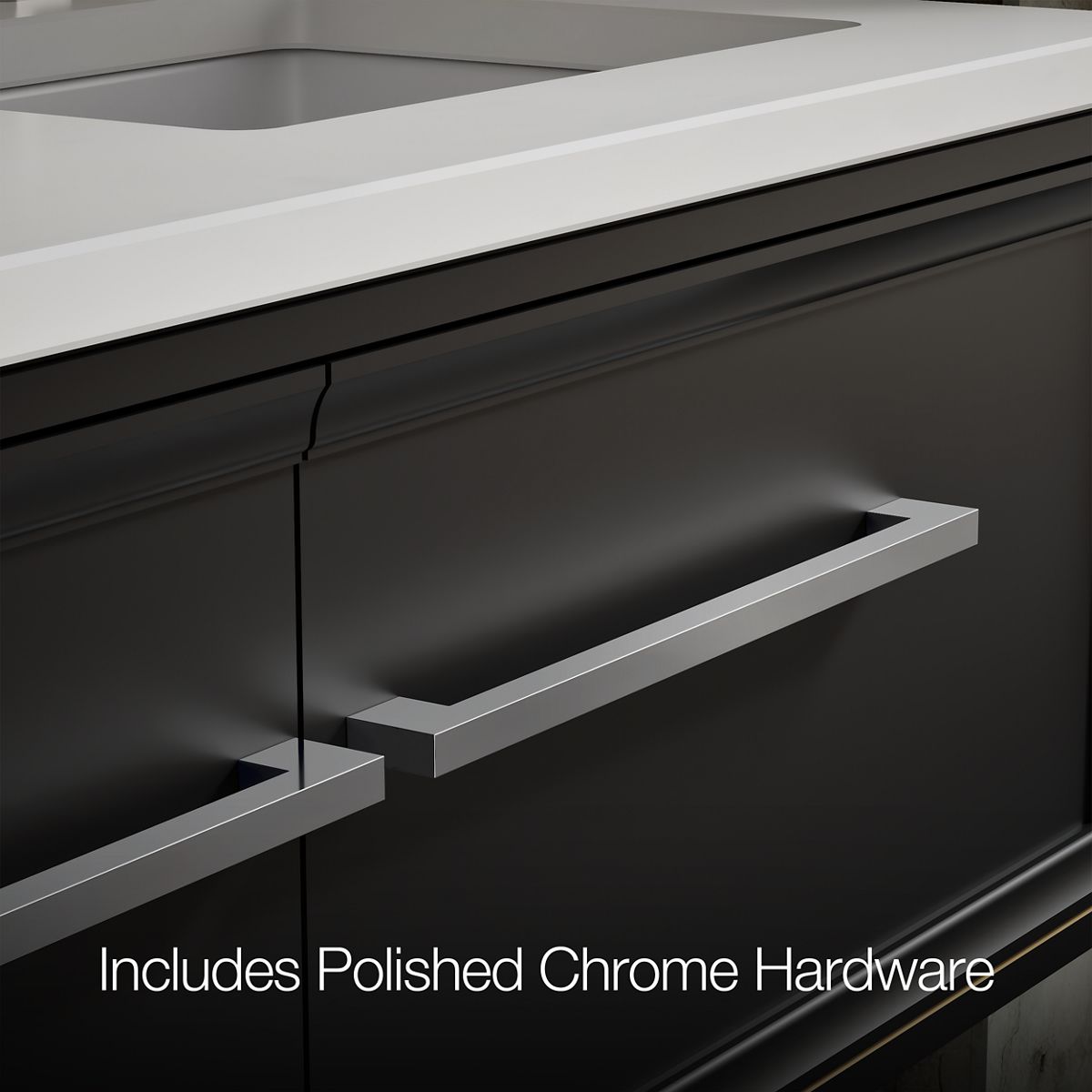 KOHLER K-CM33567-BD23 Lodern 60" Wall-hung Bathroom Vanity Cabinet with Sinks and Quartz Top, Slate Grey - Detail image of a 