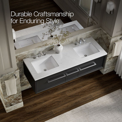 KOHLER K-CM33567-BD23 Lodern 60" Wall-hung Bathroom Vanity Cabinet with Sinks and Quartz Top, Slate Grey - image focused on s