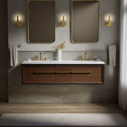 KOHLER K-CM33567-BD1 Lodern 60" wall-hung bathroom vanity cabinet with sinks and quartz top