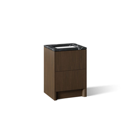 KOHLER K-CM39265-BD1 Statement 24" Bathroom Vanity Set with Sink and Quartz Top, Draper Oak - 3/4 view of product