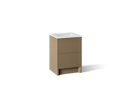 KOHLER K-CM39265-BD1 Statement 24" Bathroom Vanity Set with Sink and Quartz Top, Pale Oak - 3/4 view of product