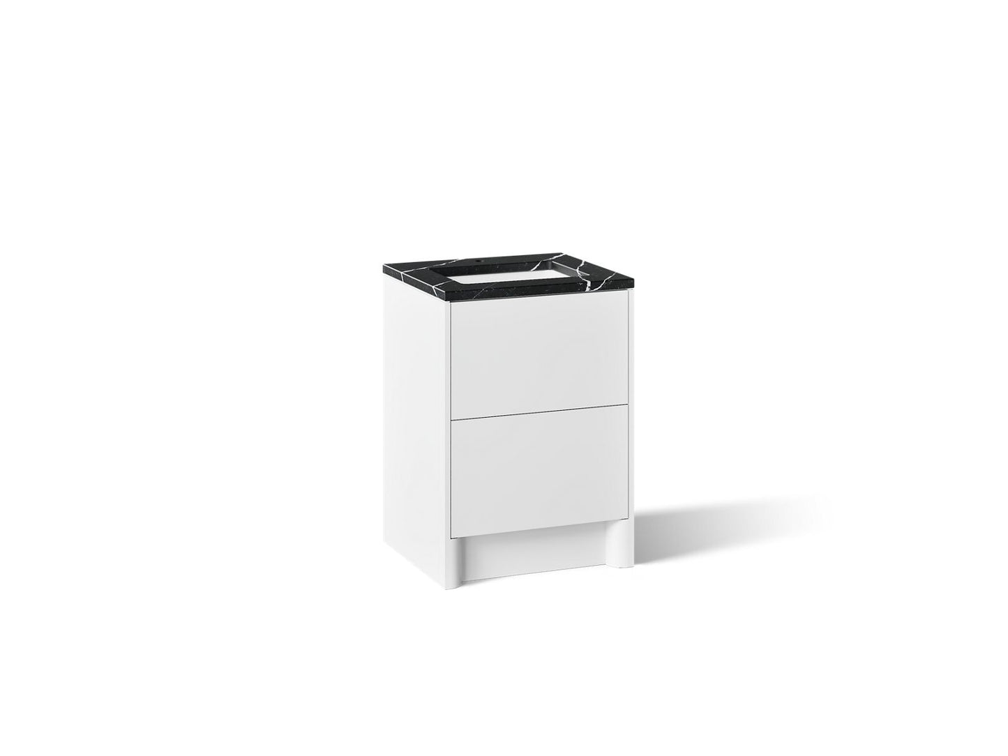KOHLER K-CM39265-BD1 Statement 24" Bathroom Vanity Set with Sink and Quartz Top, White - 3/4 view of product