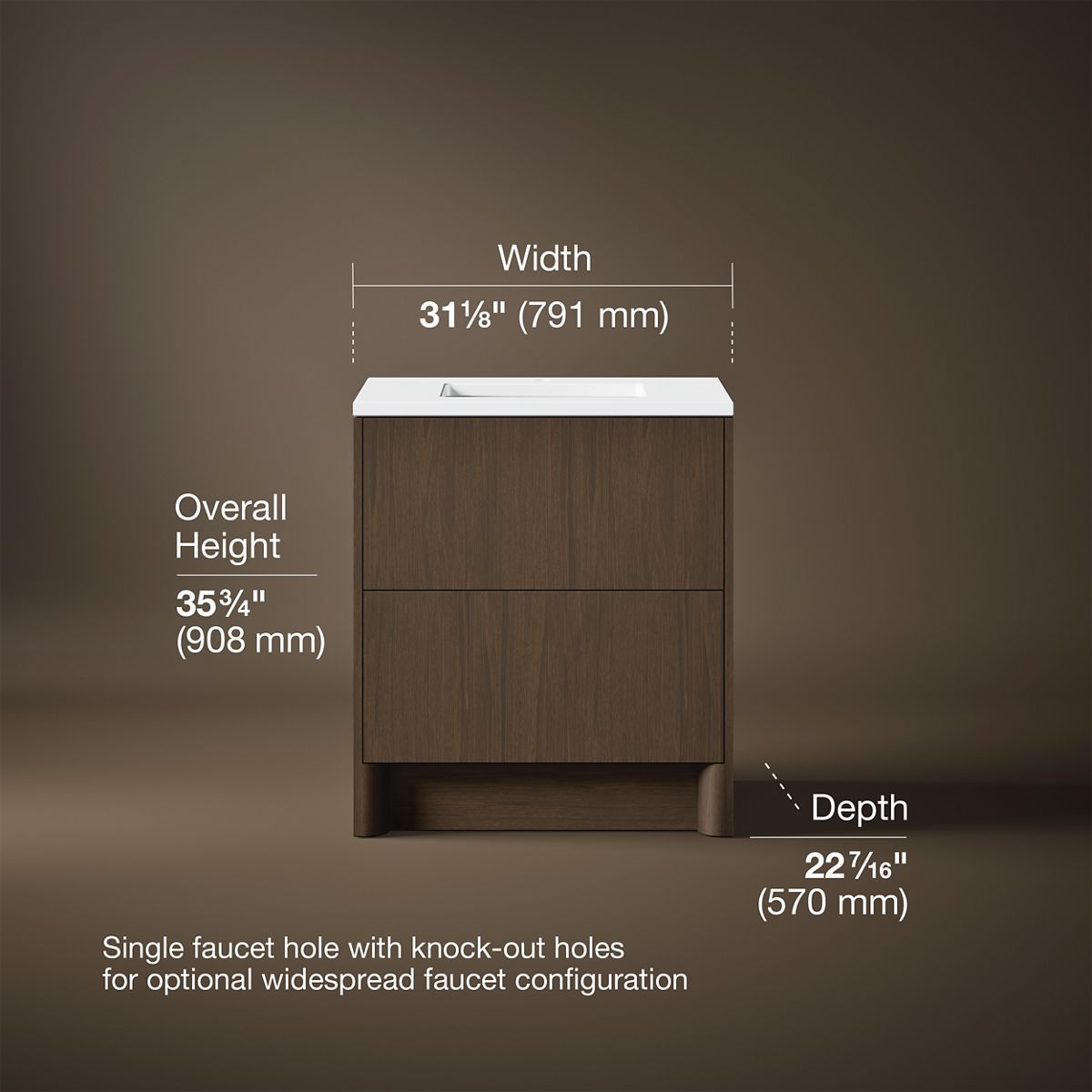 3/4 view of product with dimensions