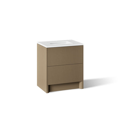 KOHLER K-CM39266-BD1 Statement 30" Bathroom Vanity Set with Sink and Quartz Top, Pale Oak - 3/4 view of product